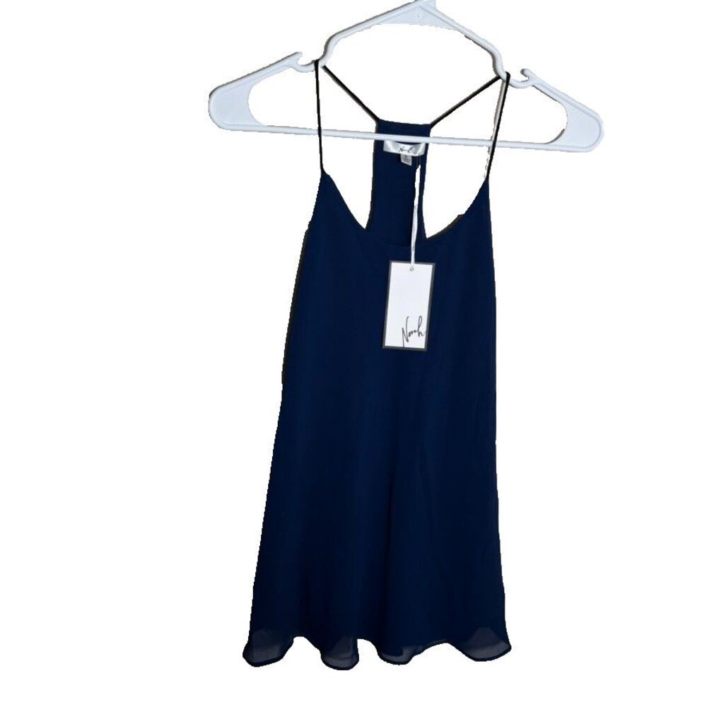 Noroh Tank Top Women's Small Navy Blue V-Neck Strappy Sleeveless Layered NWT